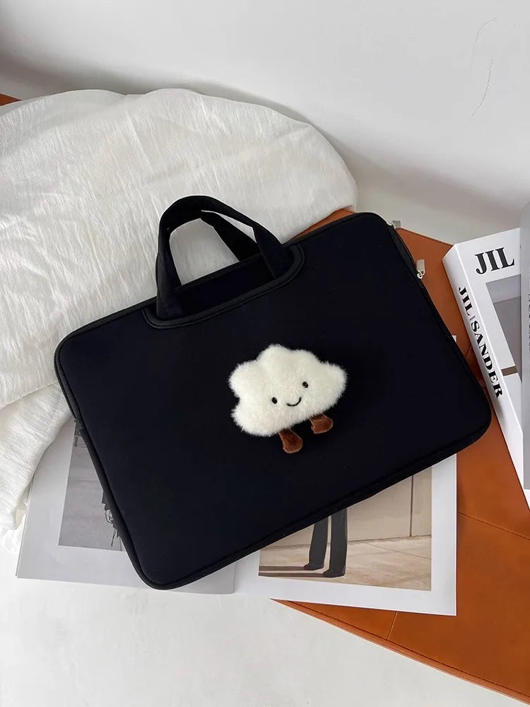 Ins Style Black Laptop Briefcase 11-16 Inch Notebook Handbag Women Daily Portable Macbook Samsung Huawei Carry Bag-8