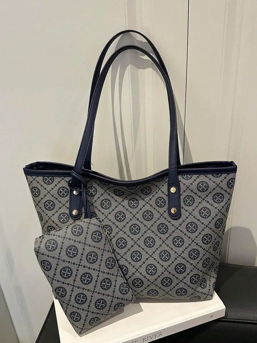 Lightweight Crocodile Embossed Tote Bag With Zipper Coin Purse For Women Business Casual Use-7
