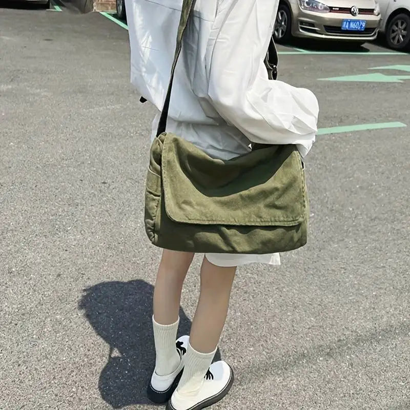 Women's Messenger Bag Vintage Handbag Canvas Teenager Shoulder Tote Bags Casual Handbag Crossbody Handbags-3