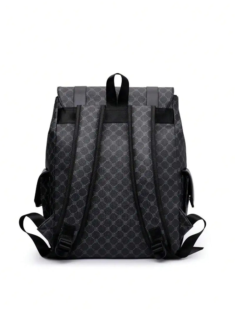 Mens PU Leather Backpack Dual Compartment Water Resistant Large Capacity Business Travel Laptop Bag-5