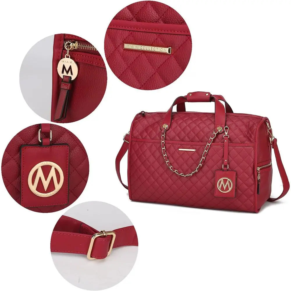 Vegan Leather Women's Large Cute Weekender Bag, Ideal for Carry-On Travel-13
