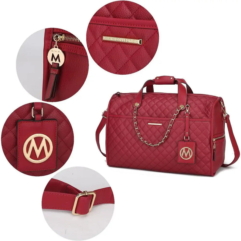 Vegan Leather Women's Large Cute Weekender Bag, Ideal for Carry-On Travel-13