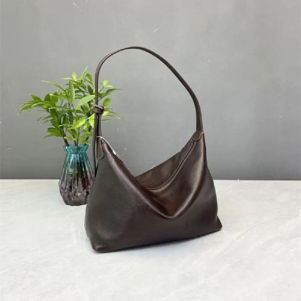 Vintage Simple Synthetic Leather Satchel Classic Top Handle Single Shoulder Crossbody City Street Daily Women Carry Bag-2