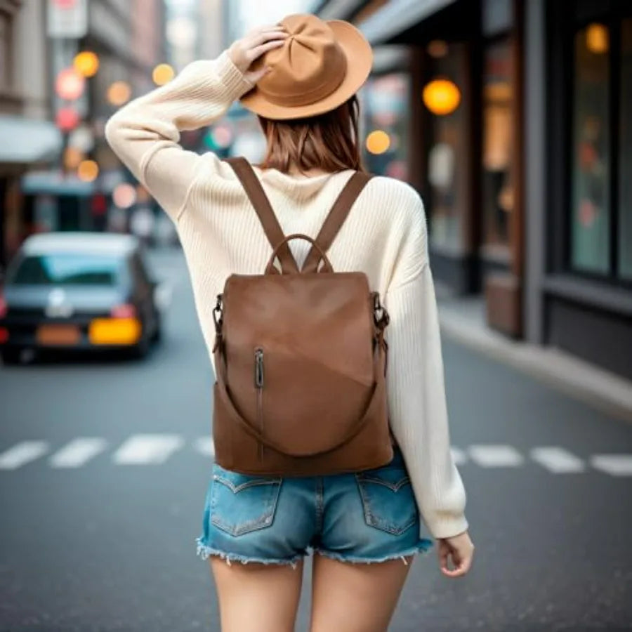 Backpack, Fashion Casual Travel PU Leather Daypack Bag Shoulder Rucksack Handbags for Women HB041