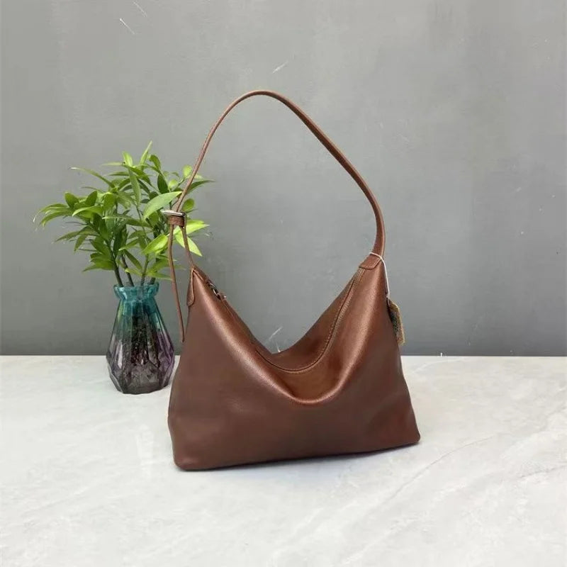 Vintage Simple Synthetic Leather Satchel Classic Top Handle Single Shoulder Crossbody City Street Daily Women Carry Bag