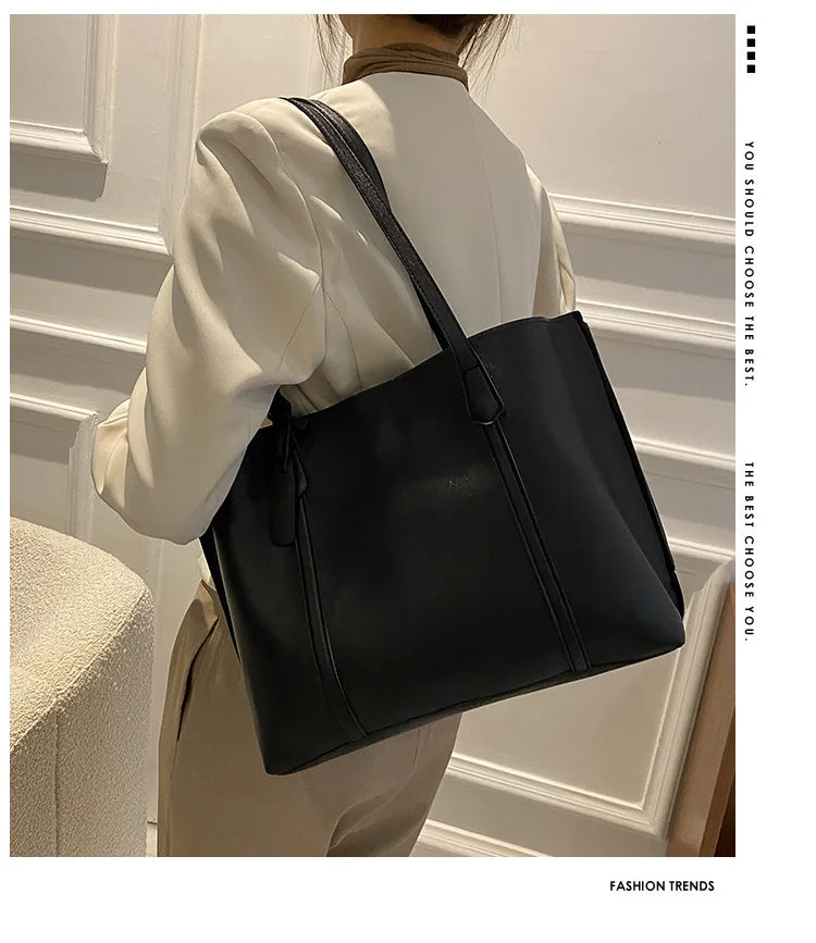 Large Capacity Women's Bag, New Soft Leather Tote Bag, Casual and Versatile Single Shoulder Bags for Woman Korean Style Handbags-7