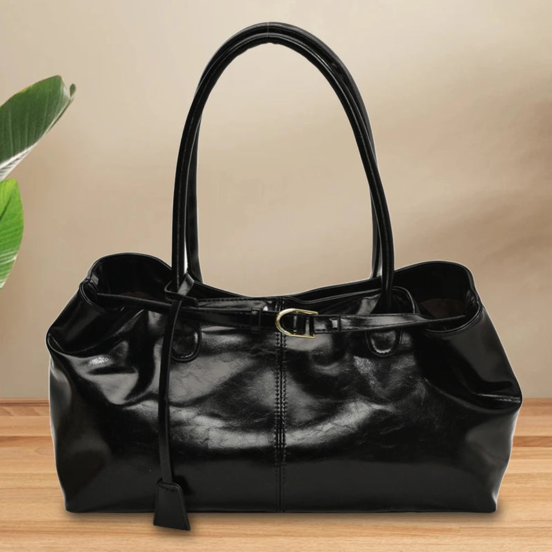 PU Leather Hobo Handbag Slouchy Top Handle Bag Fashion Work Bags Large Satchel Bag for Women Work Shopping Travel-19