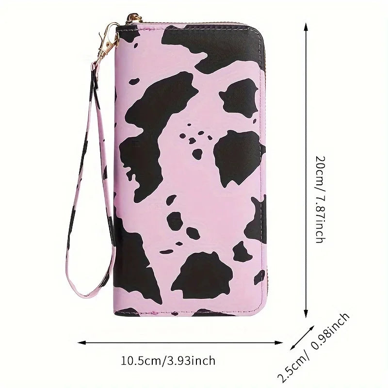 2024 New cow pattern long zipper wallet, large capacity change purse, multi-function credit card holder-7