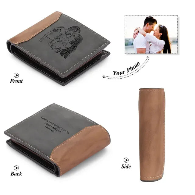 Custom Name Picture Card Holder Wallet Anniversary Birthday Gifts for Men Gift for Husband Father's Day Bifold Wallet-15
