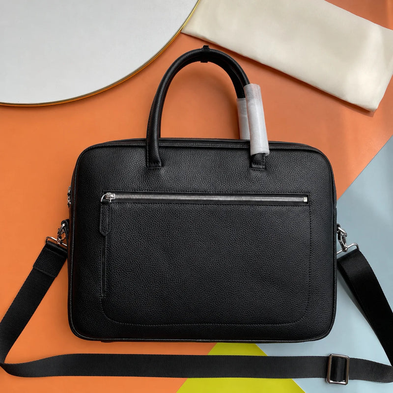Classic Mens Top-Handle Bags Black Handbag Luxury Business Briefcase for Men Daily Office Work Handbags Cowhide Leather Travel Messenger Bags-14