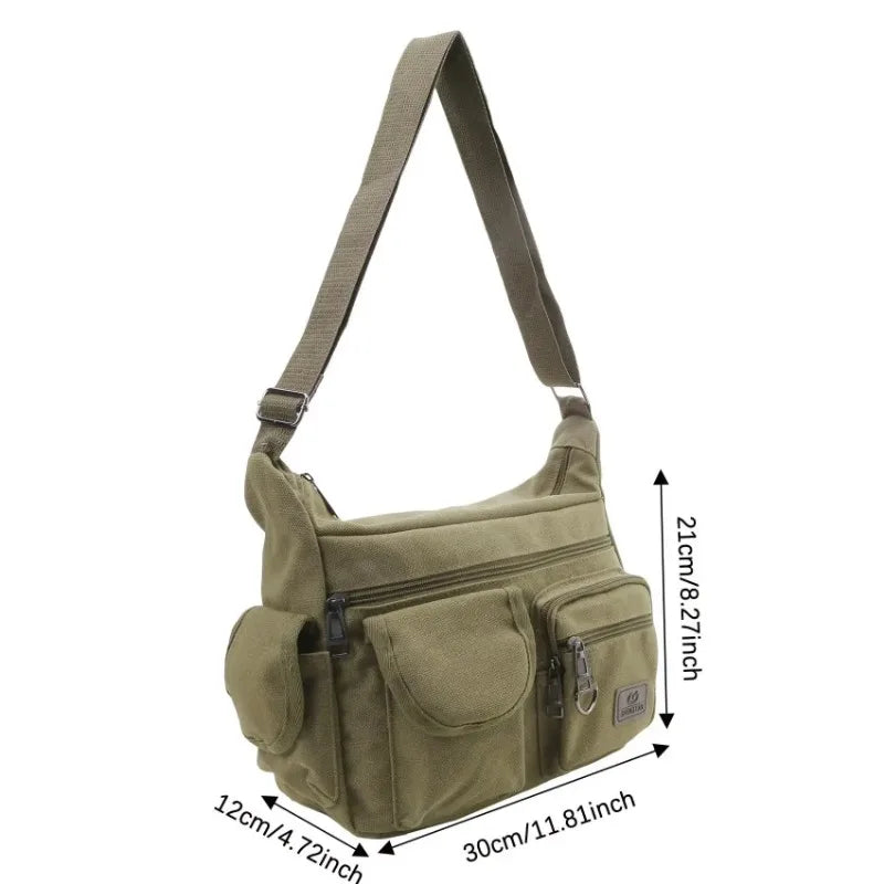 Men Casual Sling Bag Messenger Crossbody Shoulder Unisex Travel Outdoor Vintage Bags-4