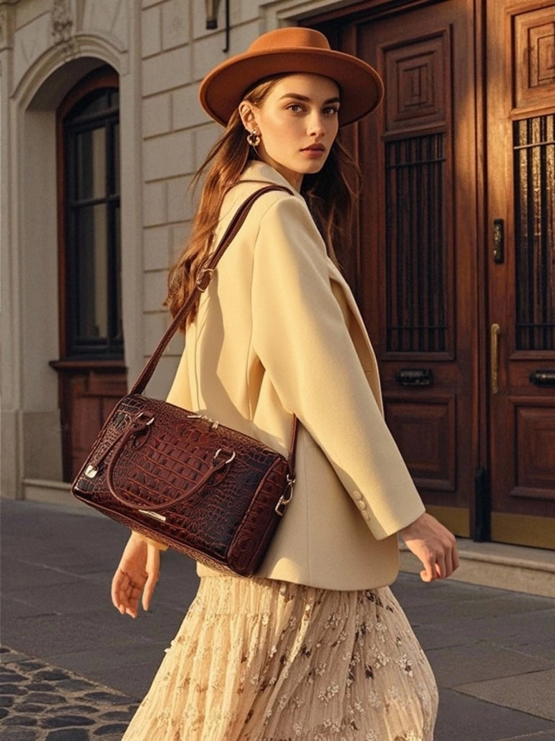 Gradient Embossed Duffle Bag Top-Handle Satchel with Detachable Strap, Casual Boston Style Crossbody Bag for Travel, Daily Commute, Weekend Getaway, Lightweight Multi-Purpose Tote Bag for Women Outdoor Activities-10