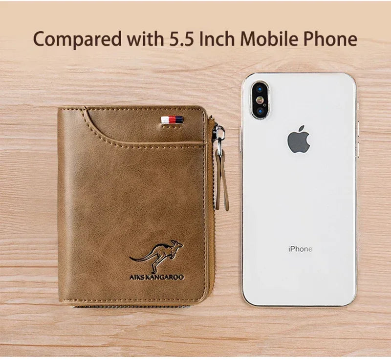 Flash sale Mens Wallet Leather Business Card Holder Zipper Purse Luxury Wallets for Men RFID Protection Purses Carteira Masculina Luxury-12