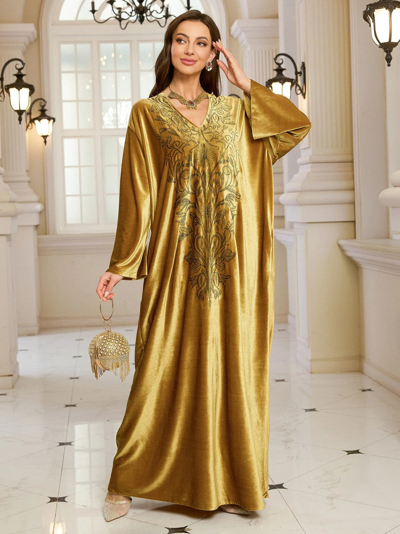 Embroidered Abaya Kaftans for Women Modern Elegant Dubai Moroccan Dubai Kaftan Dresses Abaya for Women Muslim Dress-49