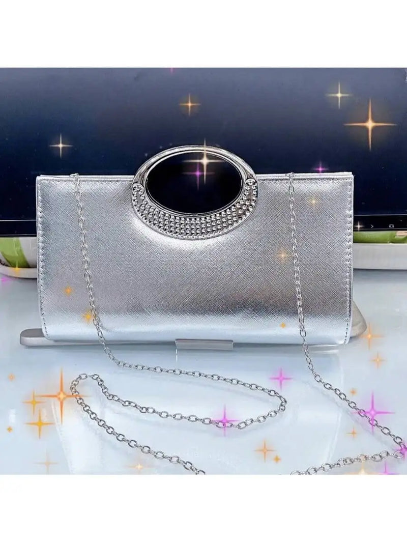 Rhinestone Clutch Bag With Chain Strap For Evening Party Dinner-3