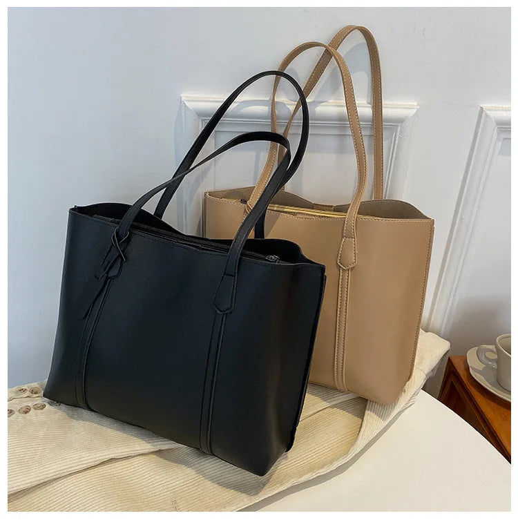 Large Capacity Women's Bag, New Soft Leather Tote Bag, Casual and Versatile Single Shoulder Bags for Woman Korean Style Handbags-37