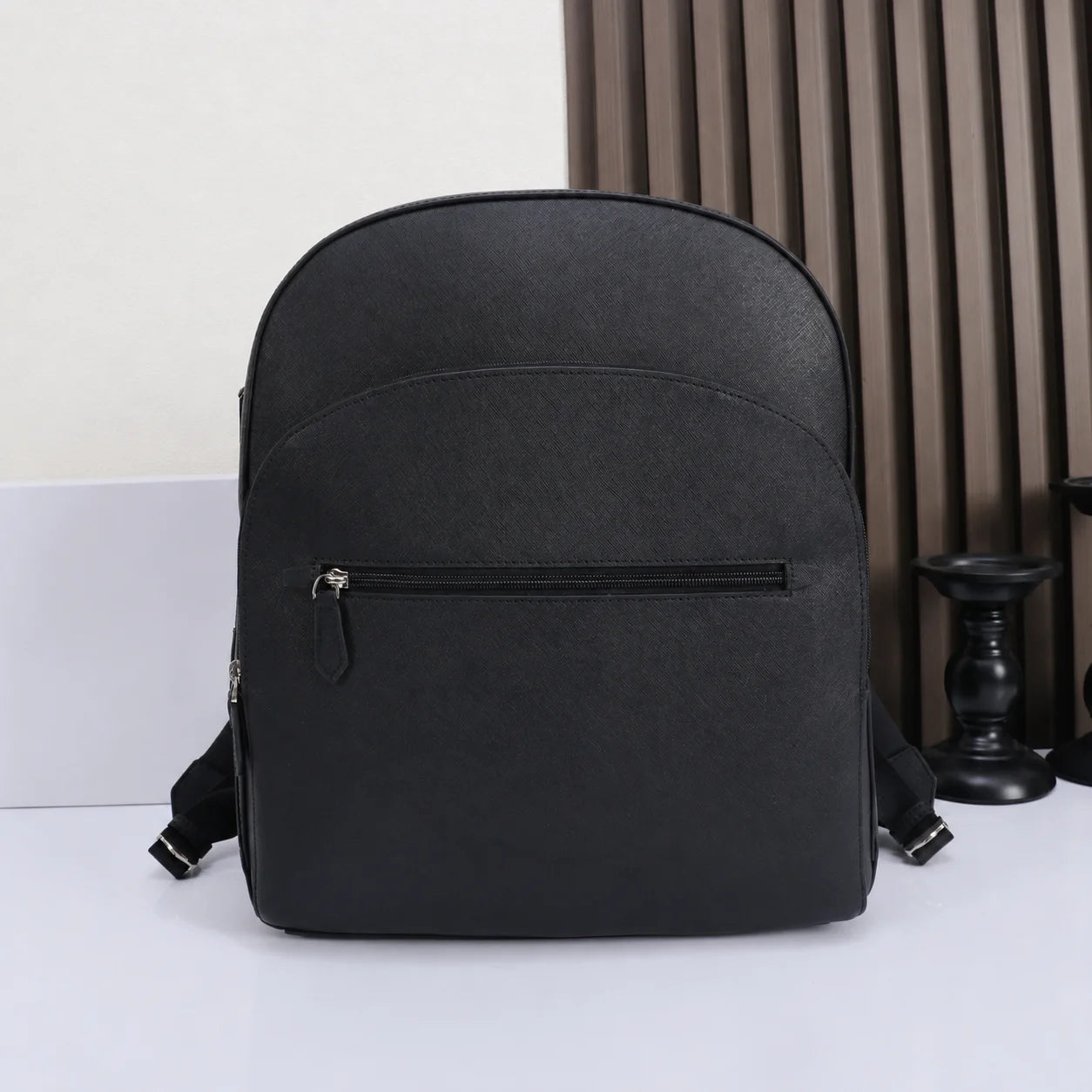 Men's Backpack Luxury Designer Genuine Leather Saffiano Laptop Bag Business Travel Rucksack Daypack With Luggage Strap Classic Black