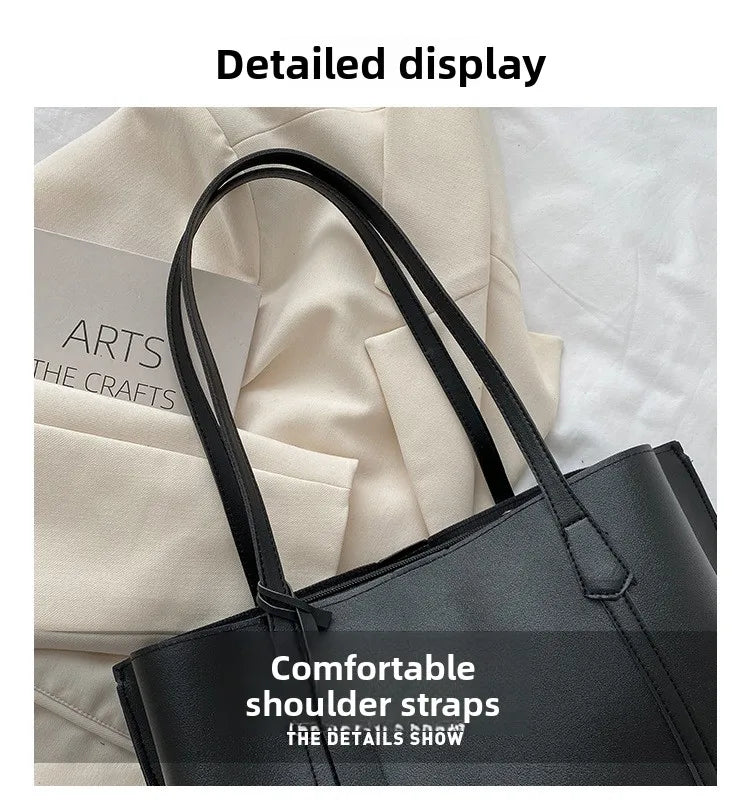 Large Capacity Women's Bag, New Soft Leather Tote Bag, Casual and Versatile Single Shoulder Bags for Woman Korean Style Handbags-9