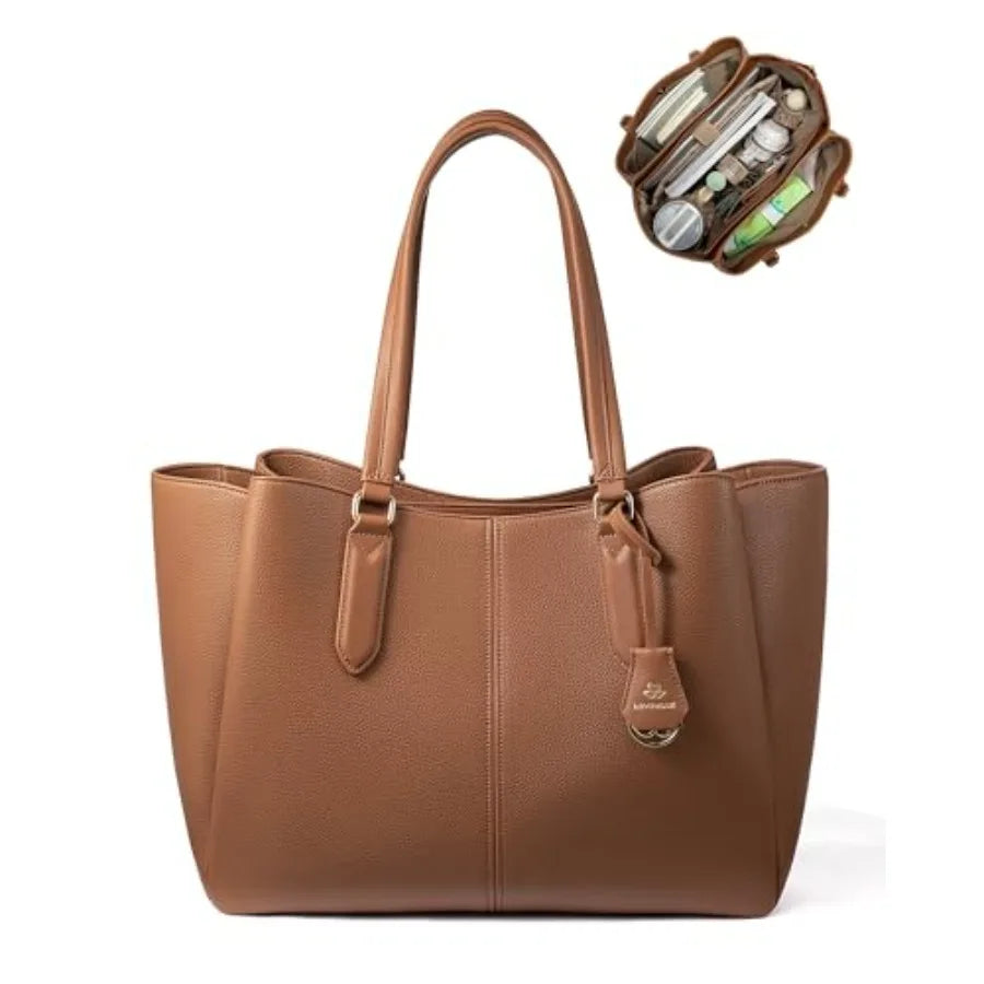 LOVEVOOK Laptop Tote Bag for Women Work Bags with Triple Compartments Large Faux Leather Computer Office Briefcase-7