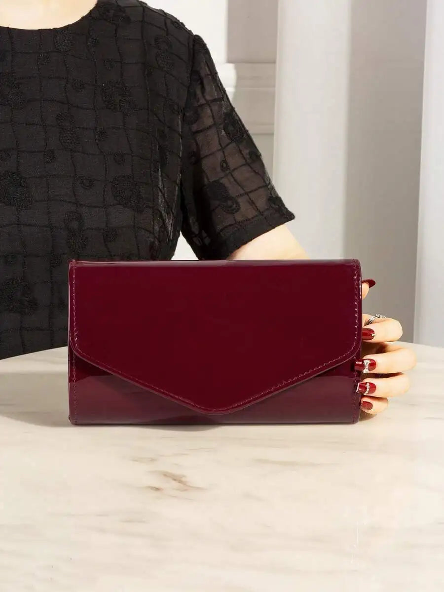 Patent PU Leather Envelope Clutch Bag For Evening Party-2
