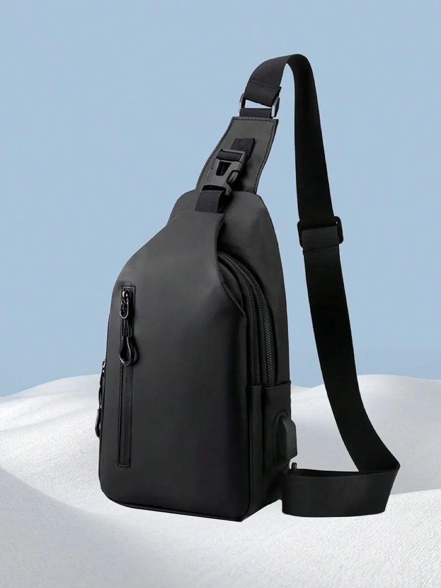 Casual Crossbody Sling Bag For Men And Women, Small Daypack With Zipper Pocket, Adjustable Strap, Fashion Chest Bag With Headphone Cord Slot For Sports, Cycling, Hiking, Running And Business Travel-17