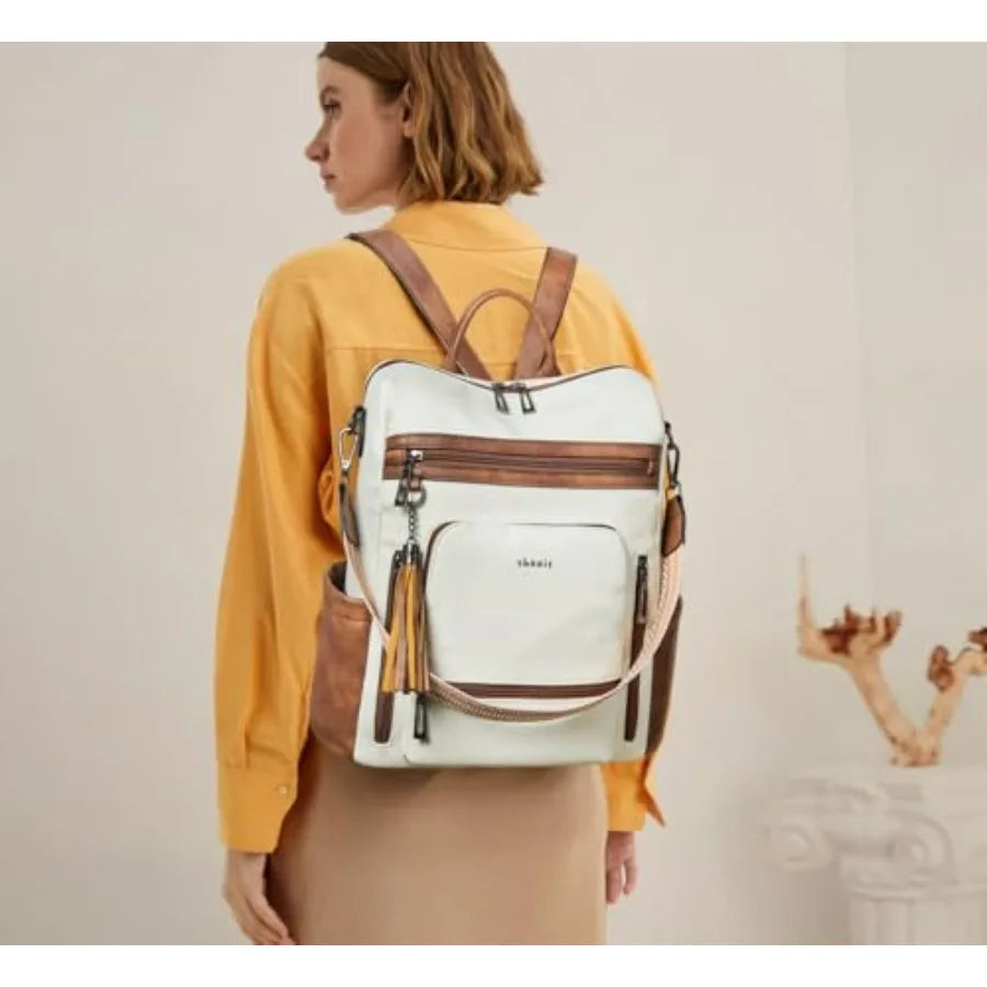 Vegan Leather Laptop Backpack for Women 15.6 inch Work Backpack Fashion Travel Backpack Purse for Travel College Work-29