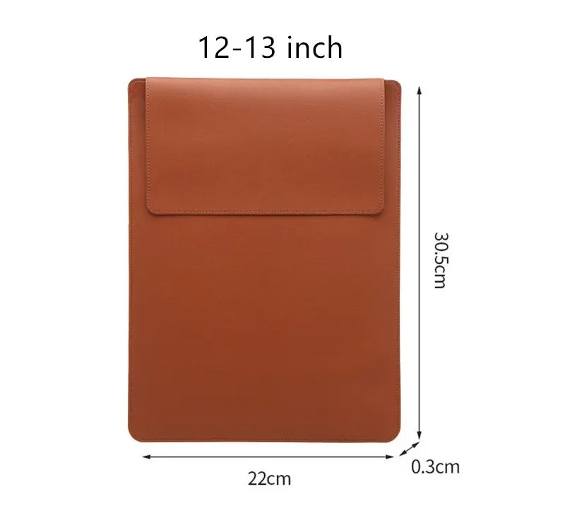 Portable Leather Laptop Sleeve Case Bag for Macbook Air 12 13 14 15 16 Inch M5 M4 M3 M2 Chip Mac Adjustable Stand Cover-12
