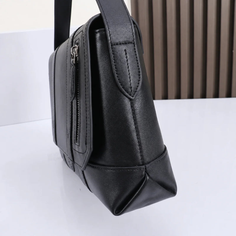Men Messenger Bag Luxury Designer Genuine Leather Crossbody Shoulder Flap Sling Satchel Black Business Handbag Male Small Purse-12