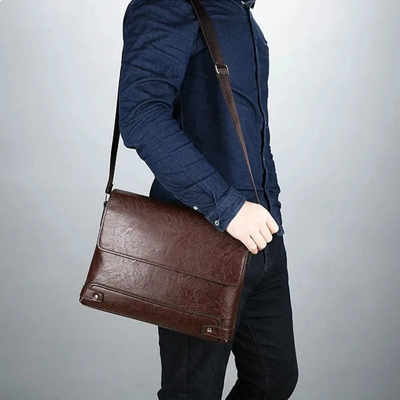 Men PU Leather Briefcase Laptop Tote Bag Business Work Messenger Crossbody Shoulder Commuting Executive Designer Boston Bag-5