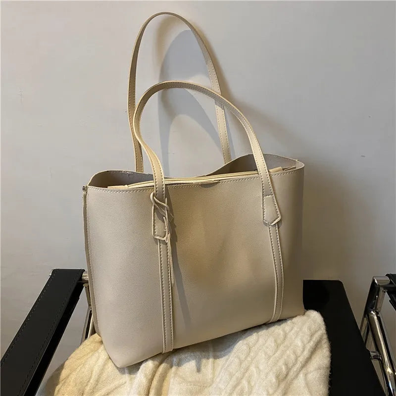 Large Capacity Women's Bag, New Soft Leather Tote Bag, Casual and Versatile Single Shoulder Bags for Woman Korean Style Handbags-47