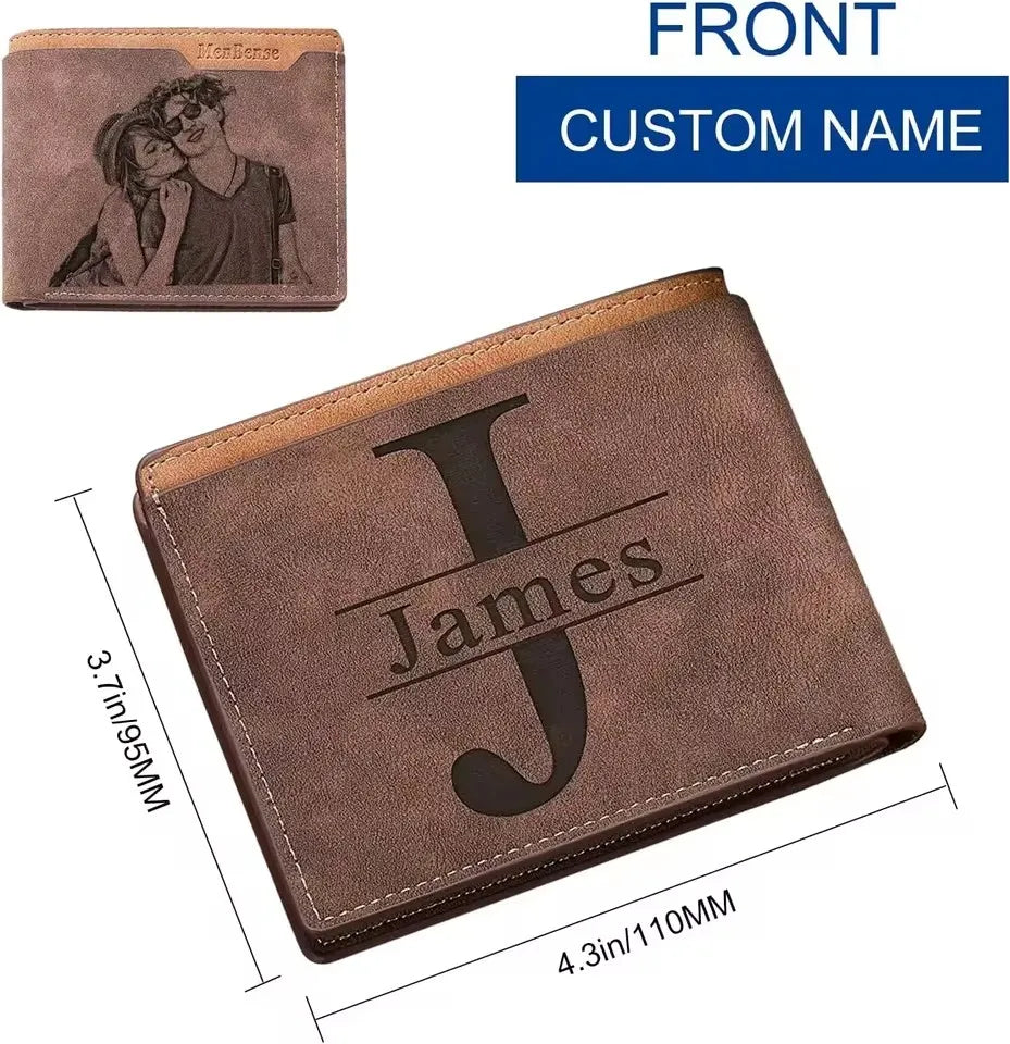 Custom Picture & Text Wallet Men's Engraved Photo Wallets Personalized Birthday Christmas Father's Day Gifts for Him Husband-2