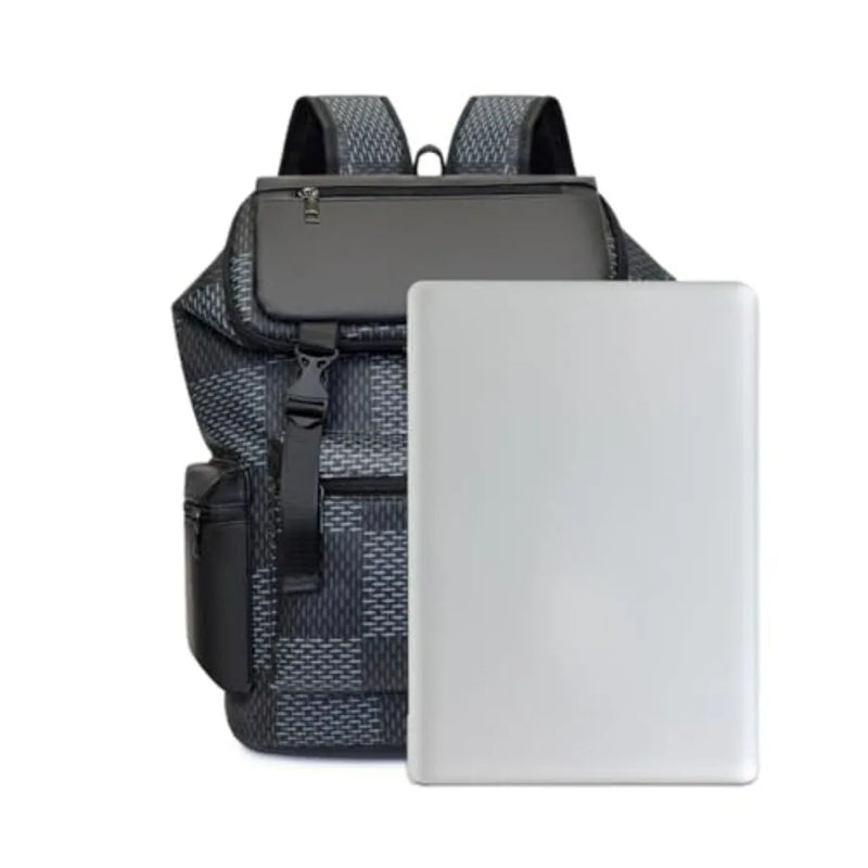 PU Leather Backpack, Laptop Backpack Large capacity work business travel bag student schoolbag-11
