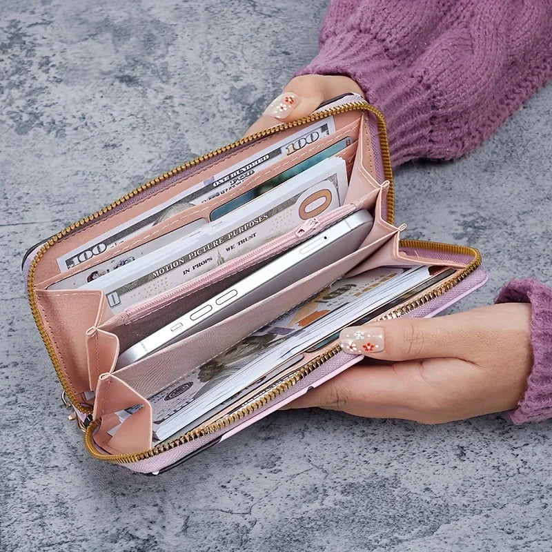 2024 New cow pattern long zipper wallet, large capacity change purse, multi-function credit card holder-8