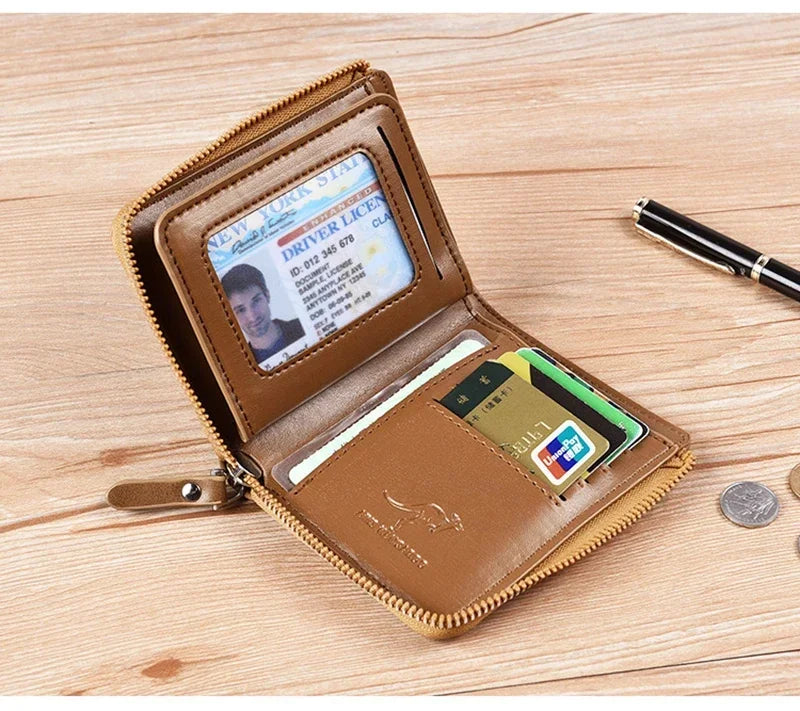 Flash sale Business Card Holder Zipper Purse Luxury Wallets for Men RFID Protection Purses Carteira Masculina Luxury-8