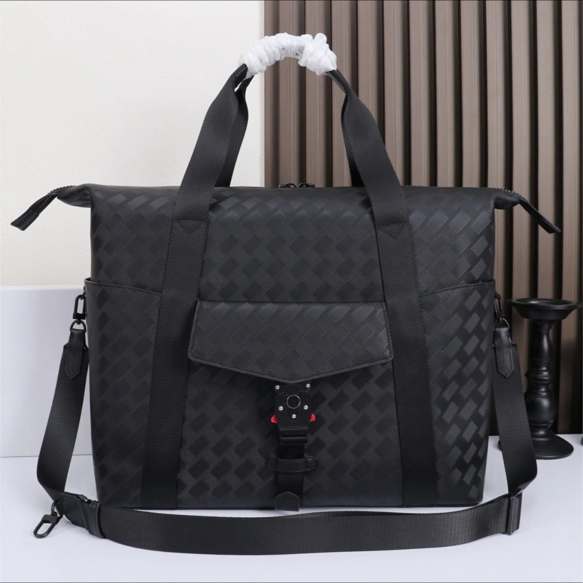 Men's Backpack Luxury Designer Genuine Leather Laptop Bag Woven Travel Rucksack Male Tactical Buckle Daypack Business Office-8
