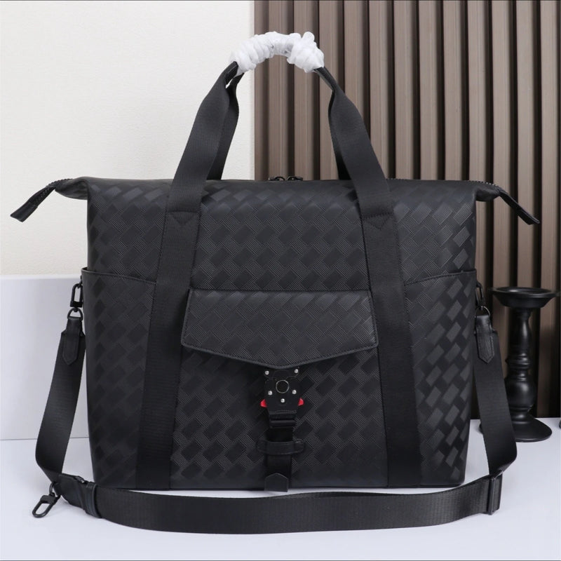 Men's Backpack Luxury Designer Genuine Leather Laptop Bag Woven Travel Rucksack Male Tactical Buckle Daypack Business Office-8