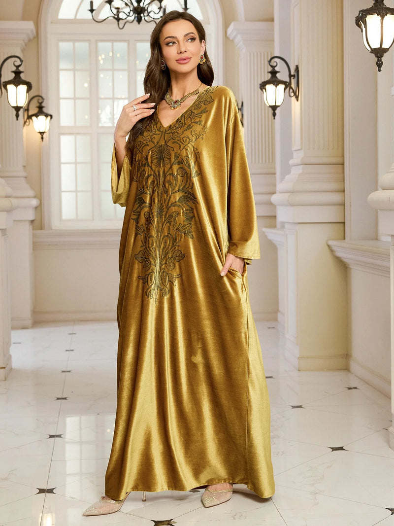 Embroidered Abaya Kaftans for Women Modern Elegant Dubai Moroccan Dubai Kaftan Dresses Abaya for Women Muslim Dress-47