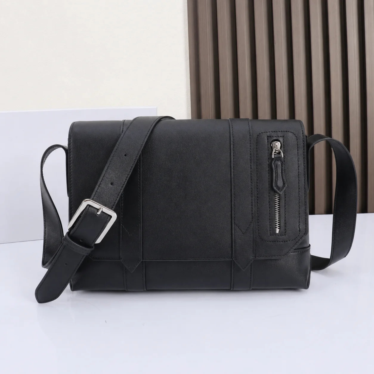 Men Messenger Bag Luxury Designer Genuine Leather Crossbody Shoulder Flap Sling Satchel Black Business Handbag Male Small Purse-7