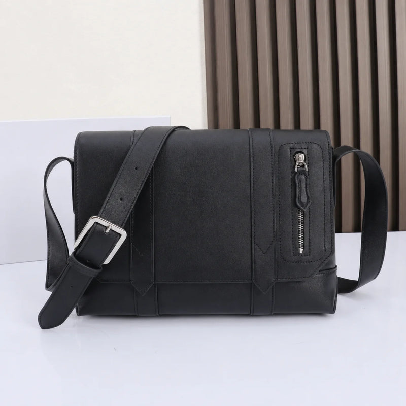 Men Messenger Bag Luxury Designer Genuine Leather Crossbody Shoulder Flap Sling Satchel Black Business Handbag Male Small Purse-7