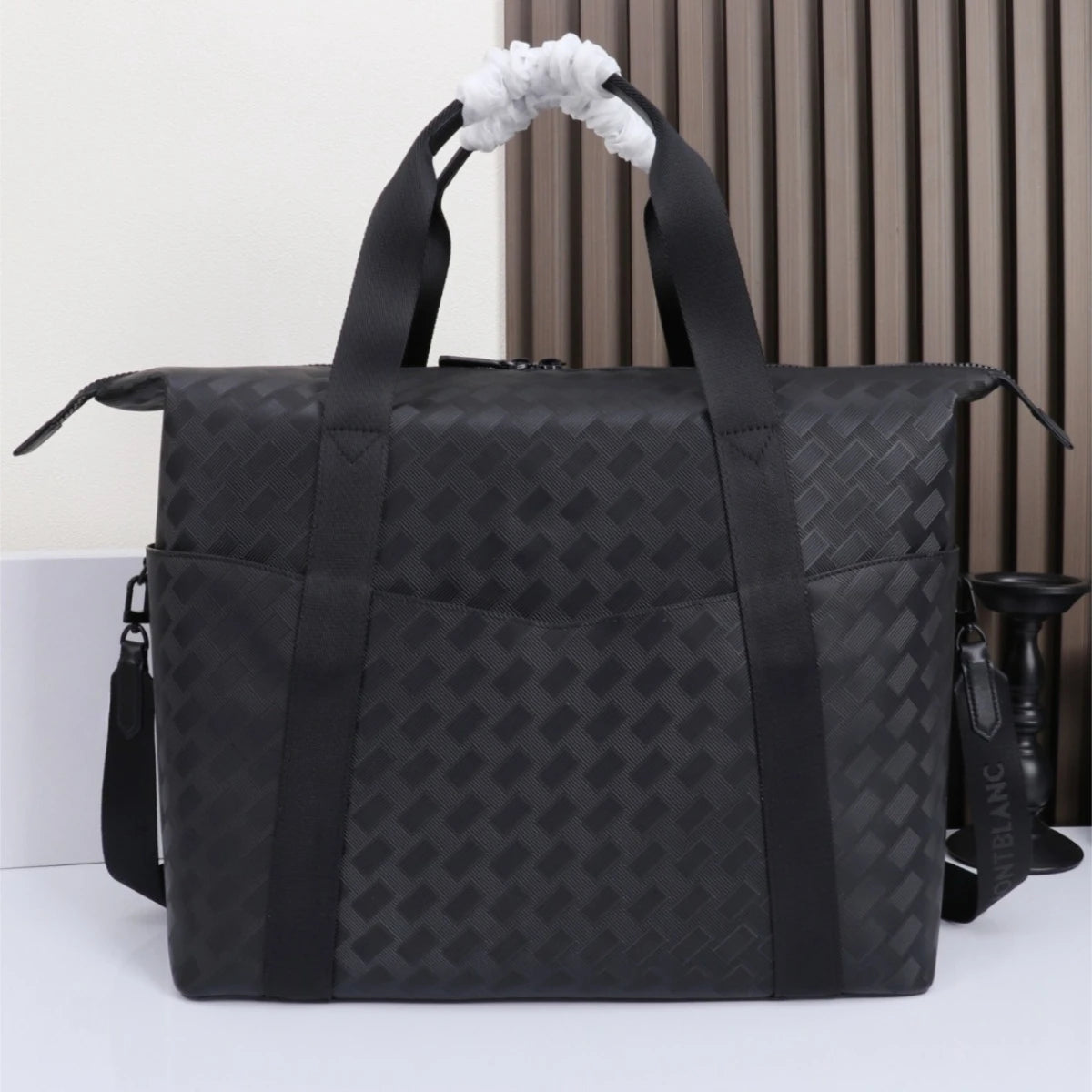 Men's Large Travel Bag Luxury Designer Genuine Leather Duffle Weekend Handbag Woven Embossed Luggage Business Crossbody-2
