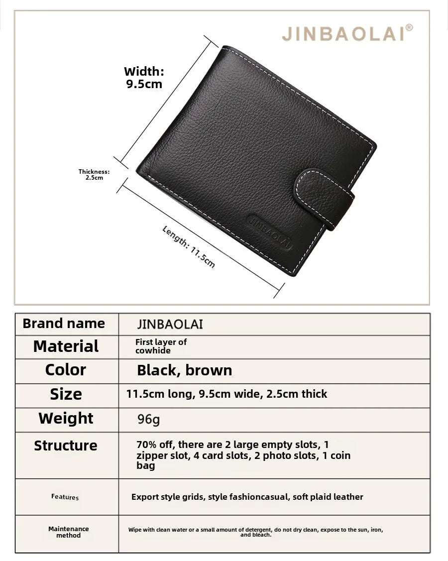100% Genuine Leather Men Wallets Premium Product Real Cowhide Wallets for Man Short Black Walet Portefeuille Homme-7
