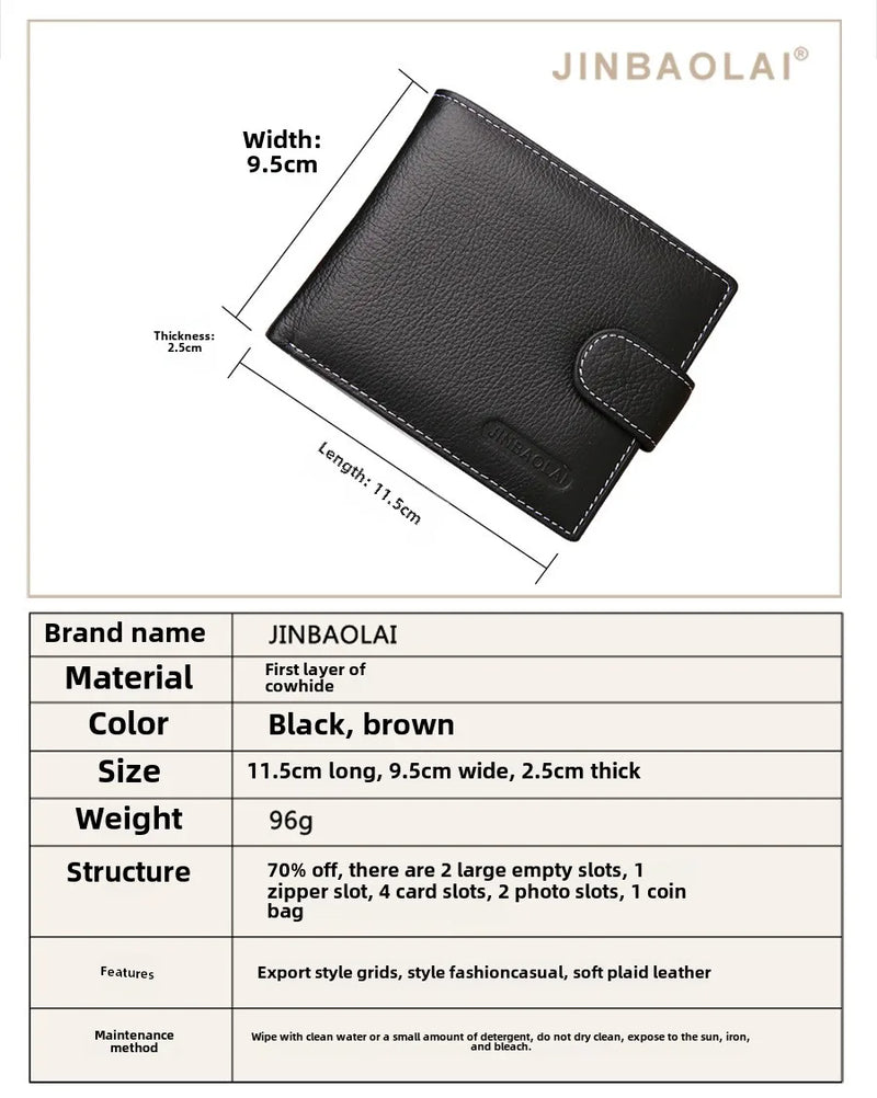 100% Genuine Leather Men Wallets Premium Product Real Cowhide Wallets for Man Short Black Walet Portefeuille Homme-7