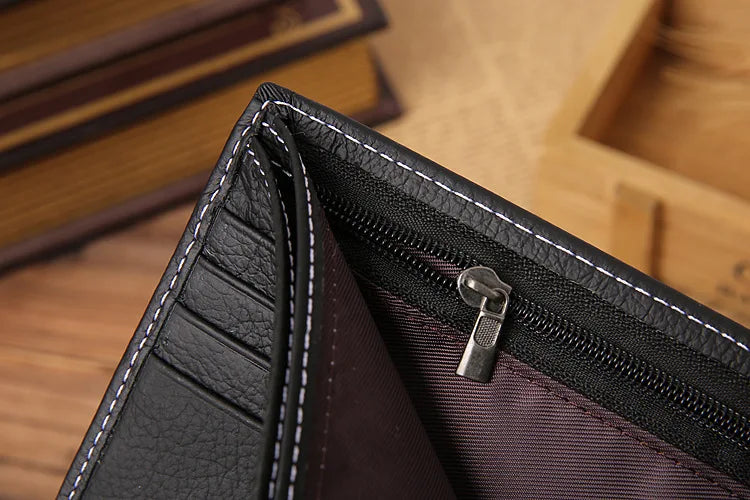 100% Genuine Leather Men Wallets Premium Product Real Cowhide Wallets for Man Short Black Walet Portefeuille Homme-9