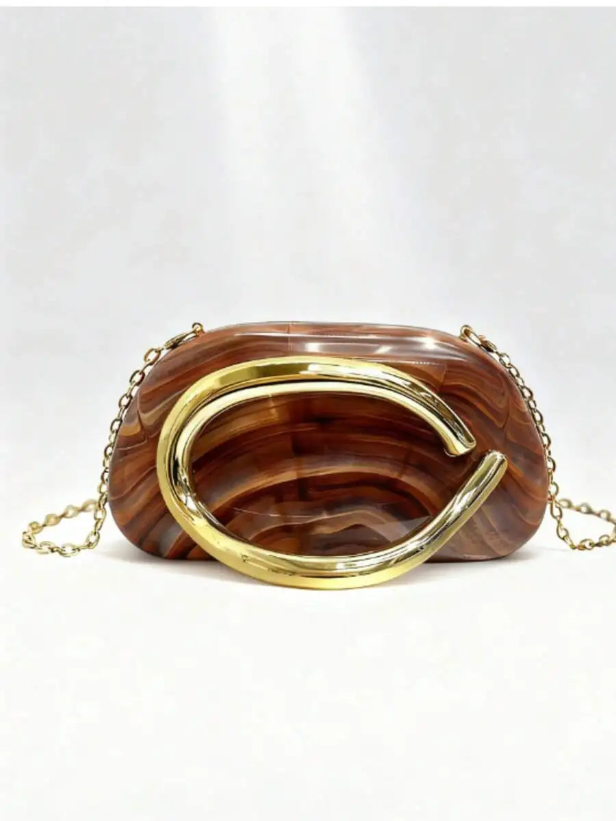 Burgundy PU Leather Clutch With Gold Tone Hardware Chain Strap Evening Bag For Party Wedding-10