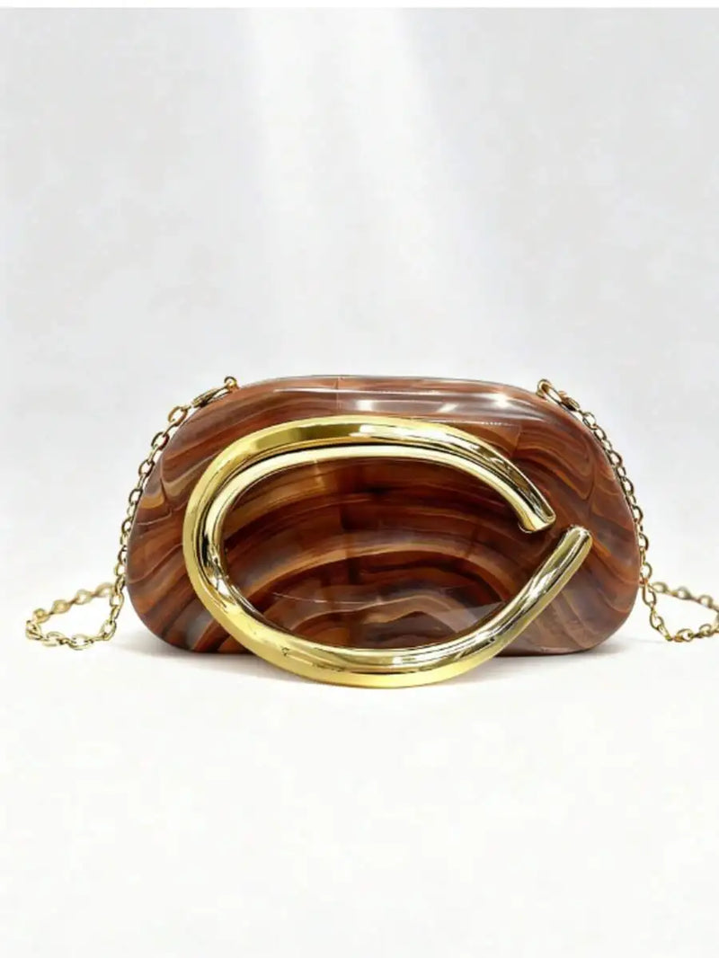 Burgundy PU Leather Clutch With Gold Tone Hardware Chain Strap Evening Bag For Party Wedding-10