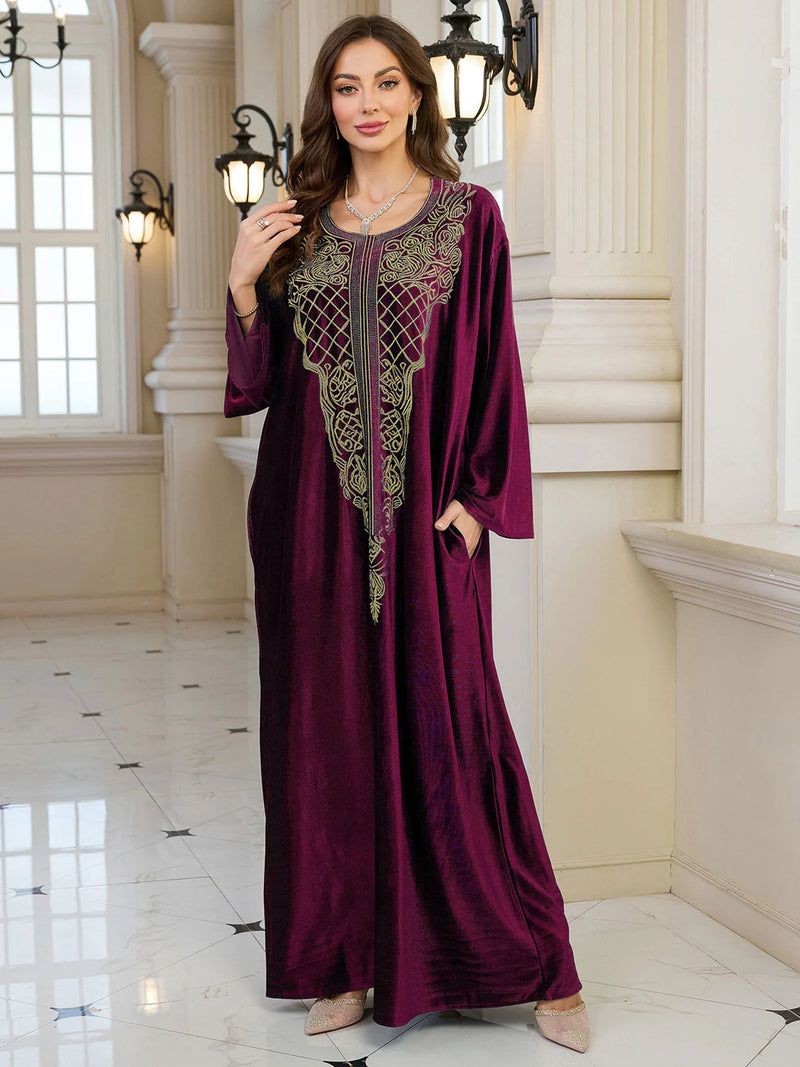 Embroidered Abaya Kaftans for Women Modern Elegant Dubai Moroccan Dubai Kaftan Dresses Abaya for Women Muslim Dress-19
