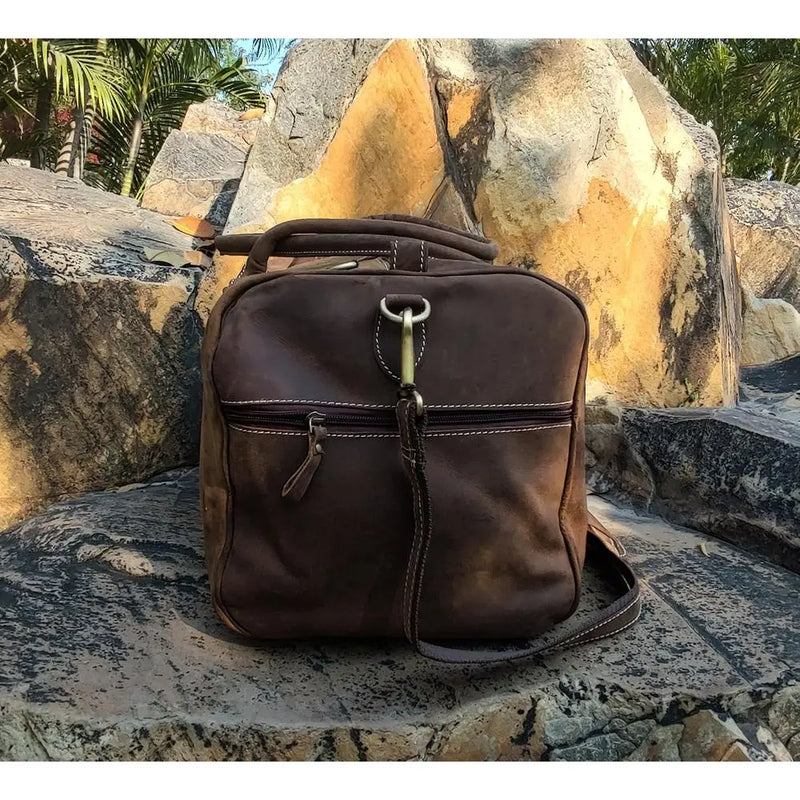 Unisex Vintage Leather Weekend Travel & Gym Duffel Bag-6