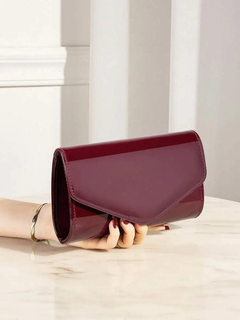 Patent PU Leather Envelope Clutch Bag For Evening Party-5