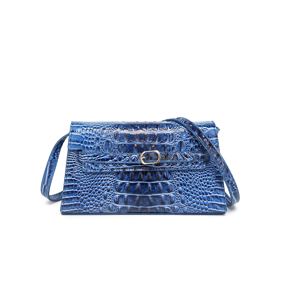 Women Rectangular Shoulder Crossbody Bag with Strap, Croc Embossed Structured Flap Handbag, Lightweight Pouch for Outdoor Camping Commute, Magnetic Snap Closure Multi Compartment Sling Purse for Phone Cosmetics Essentials-14