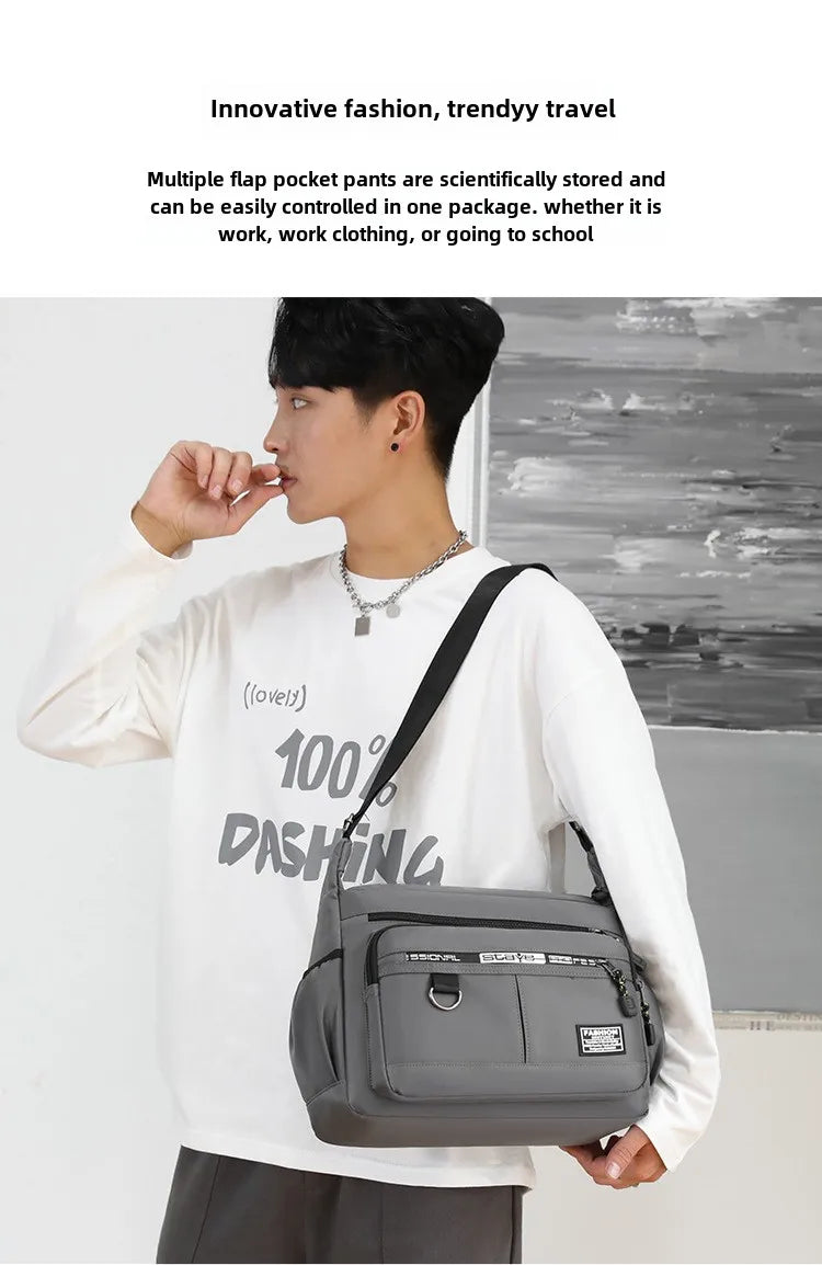 Design Oxford Shoulder Bag Large Capacity Men's Casual Multi-layer Pocket Fashion Single Shoulder Crossbody Luxury Messenger Bag-9